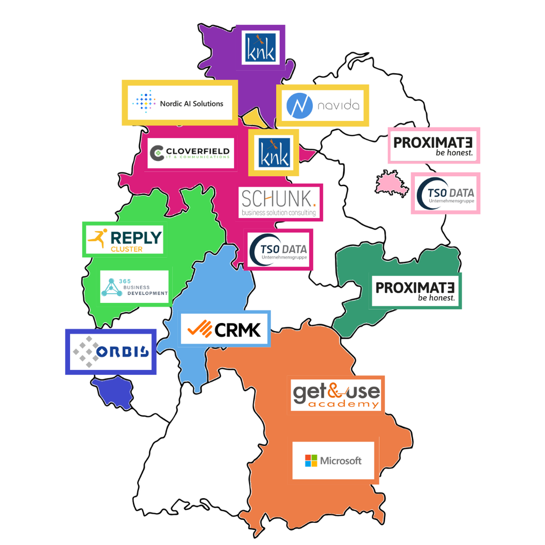 A map of Germany with the logos of all ColorCloud supporters