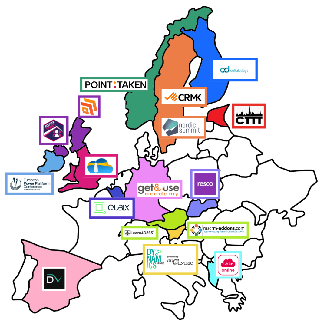 A map of Europe with the logos of all ColorCloud supporters